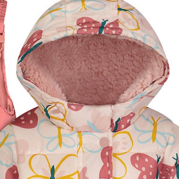 NWT 2t Carters butterflies snow suit puffer jacket coat bibs pants ski christmas - Picture 4 of 4
